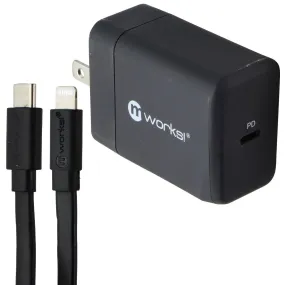 mWorks! mPower! PD Wall Charger and 6-Ft USB-C to Lightning 8-Pin Cable - Black