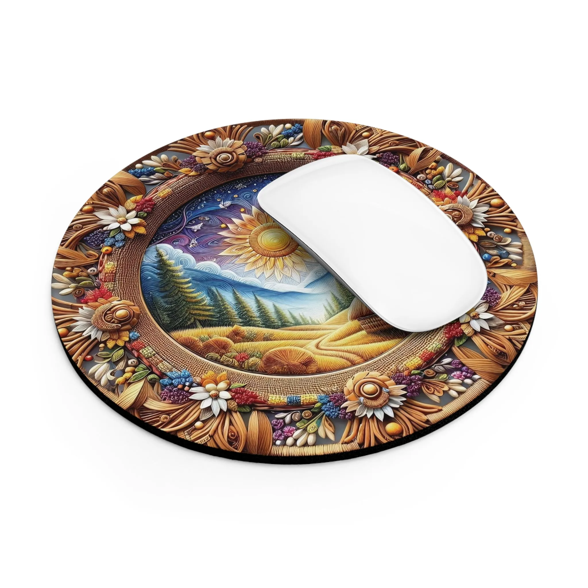 Nature landscape bohemian wicker look  Mouse Pad