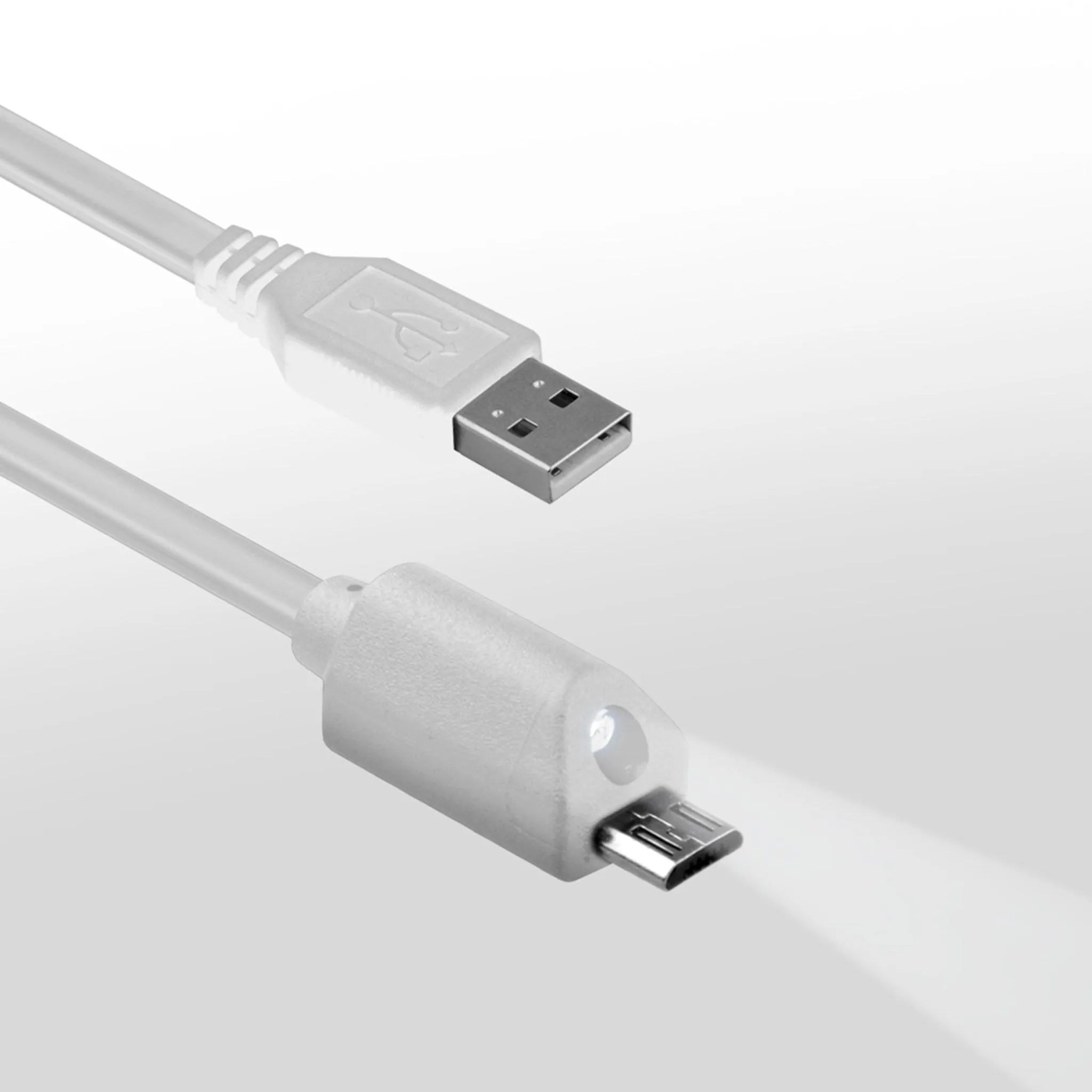 Naztech Micro-USB Ladekabel med Lys - Hvid