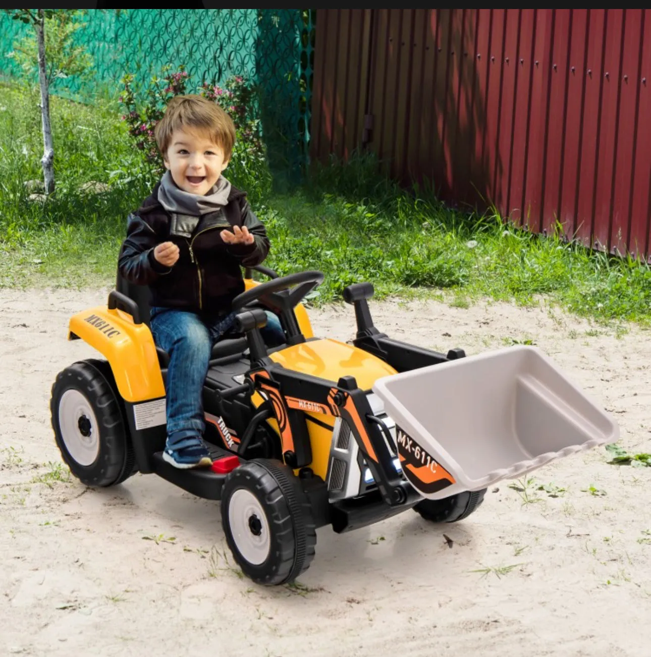 New 2025 Upgraded 12V Kids Ride On Car 1 Seater Excavator With Adjustable Arm & Bucket | Music | Push To Start | Remote