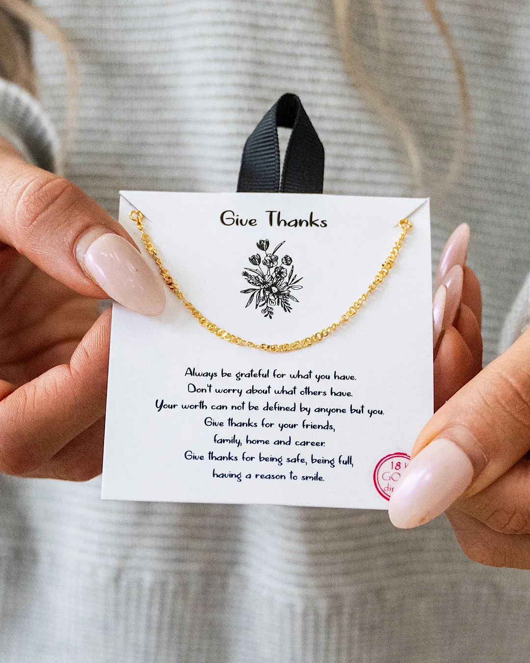 NEW! Gold Dainty "Give Thanks" Chain Necklace