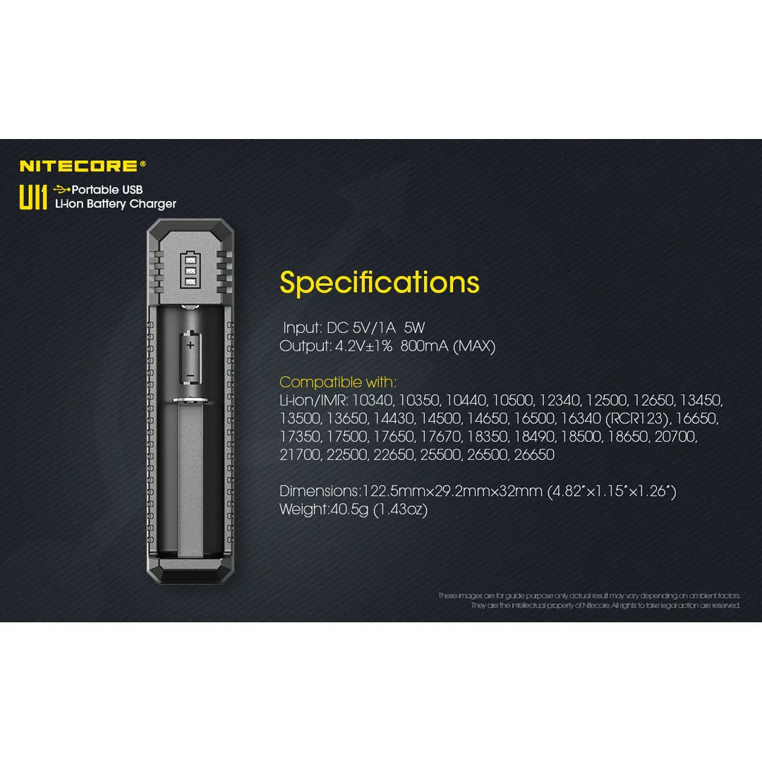 Nitecore UI1 Single-Slot Intelligent USB Battery Charger (Li-Ion/IMR)