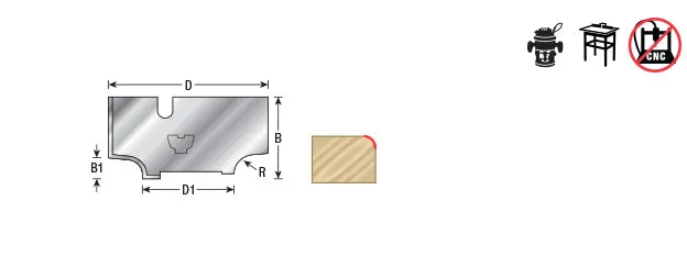 Nova System Insert Router Bit | Corner Round 1⁄8 Radius x 1 3⁄8 Dia x 11⁄16 Knives | NRC-A03 | 738685677735