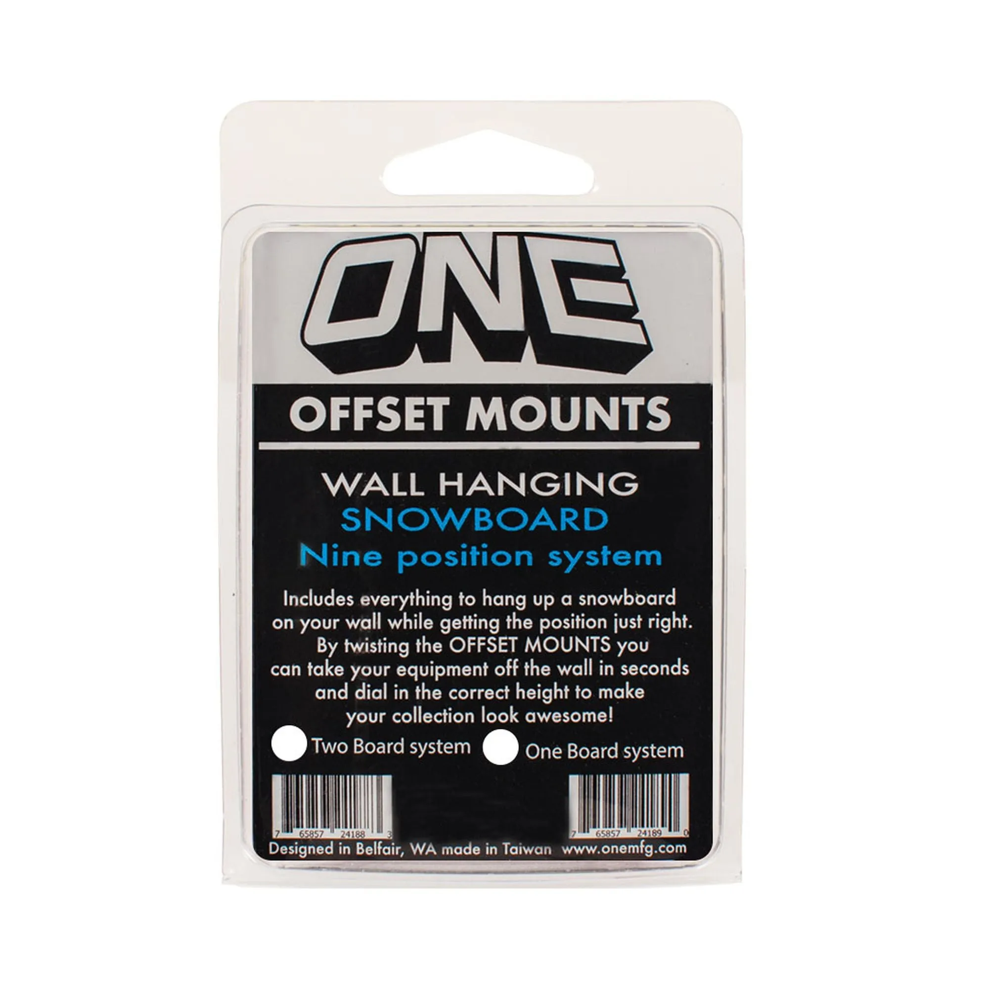 Oneball Snowboard/Ski Mounts 1 Pack Hangs 1 Board