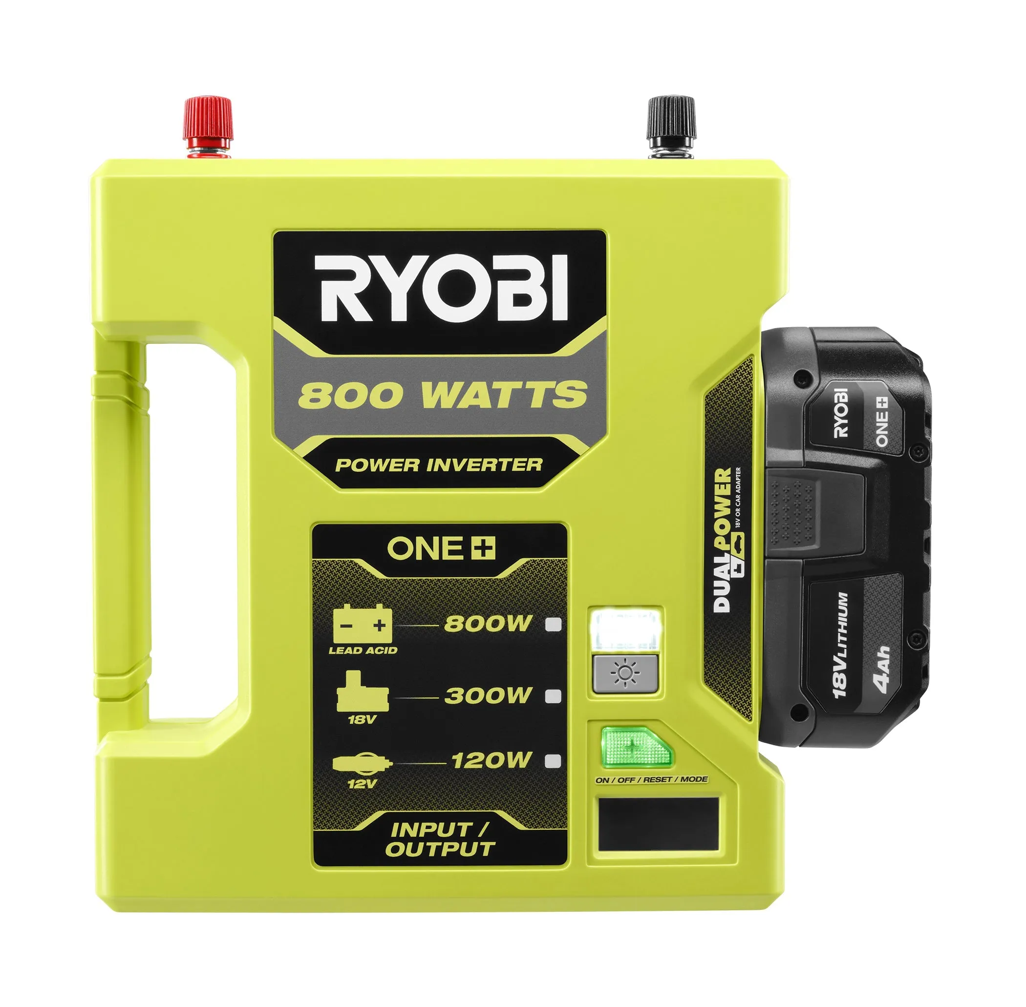 Open Box -  RYOBI ONE  18V 800-Watt Max 12V Automotive Power Inverter with Dual USB Ports