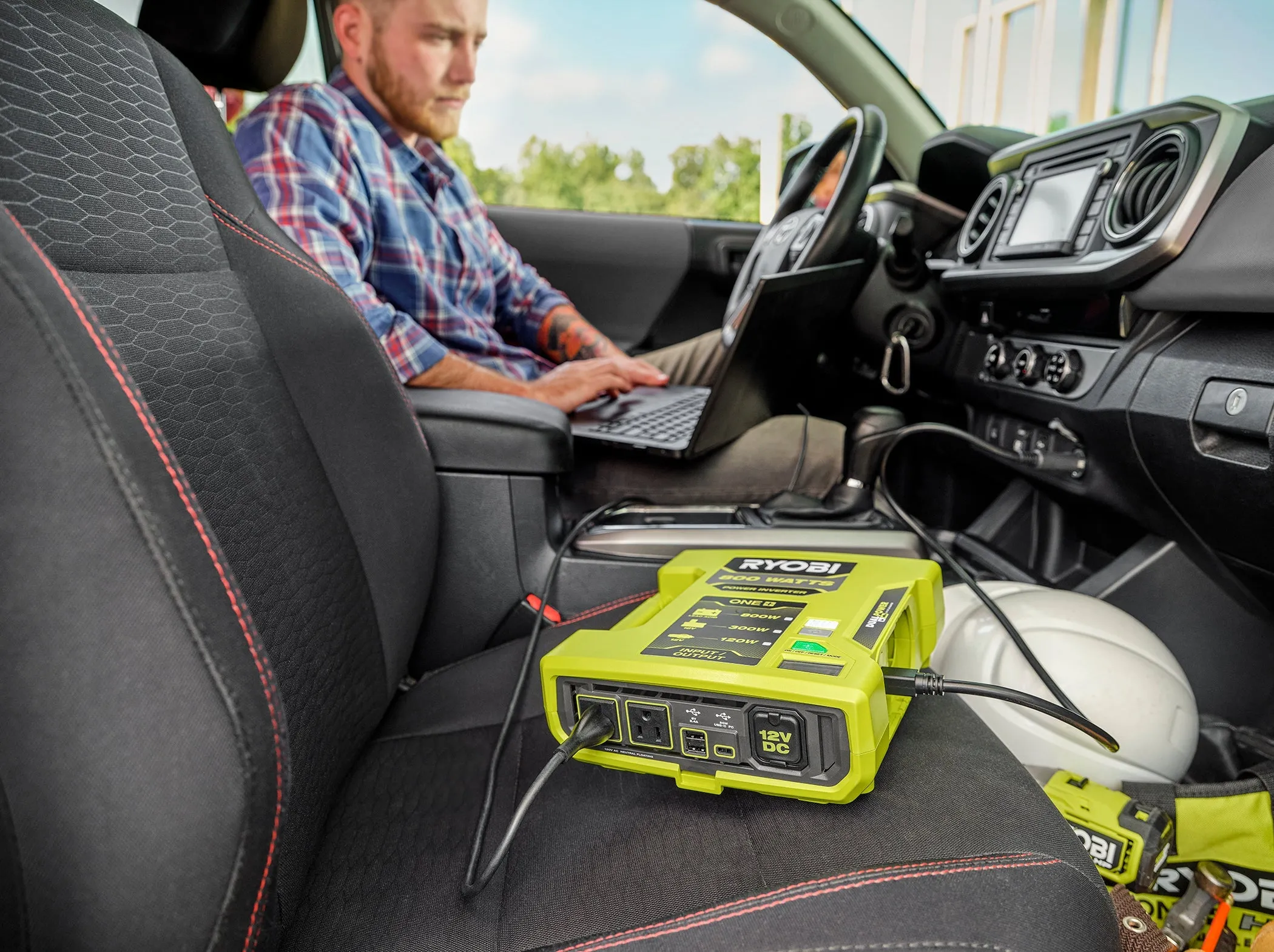 Open Box -  RYOBI ONE  18V 800-Watt Max 12V Automotive Power Inverter with Dual USB Ports