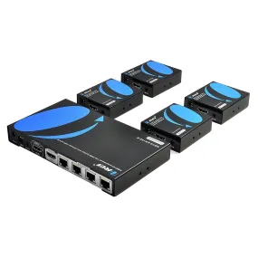 OREI HD14-EX132-K 1x4 HDMI Extender Splitter Over Single Cable CAT6/7 1080P With IR Remote EDID Management - Up To 132 Ft - Loop Out - Low Latency