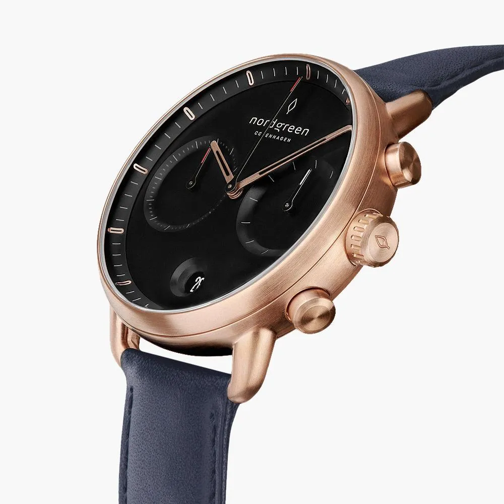 Pioneer | Black Dial - Navy Leather