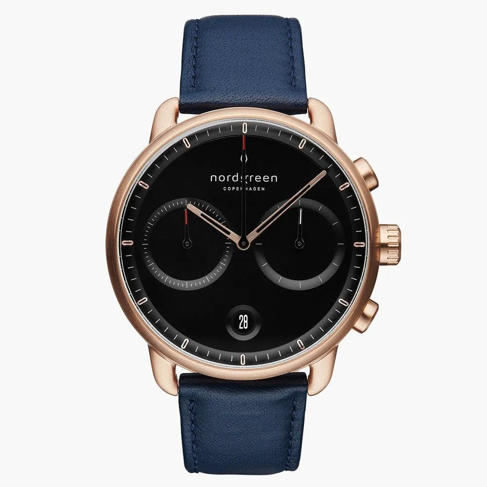 Pioneer | Black Dial - Navy Leather