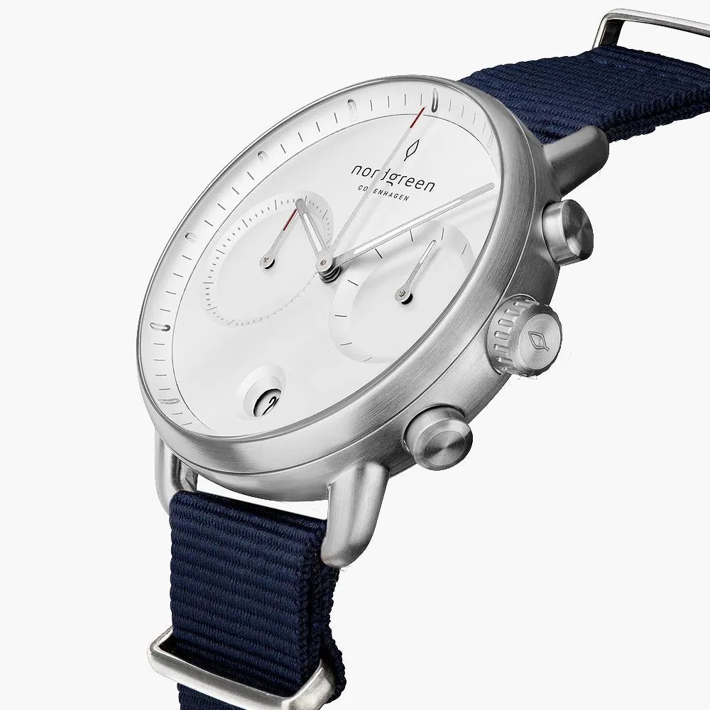 Pioneer | White Dial - Navy Nylon