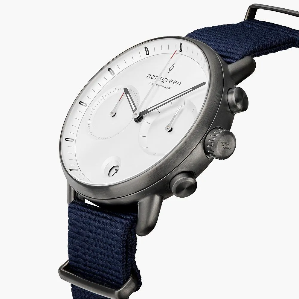 Pioneer | White Dial - Navy Nylon