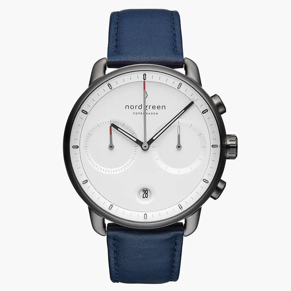 Pioneer | White Dial - Navy Vegan Leather