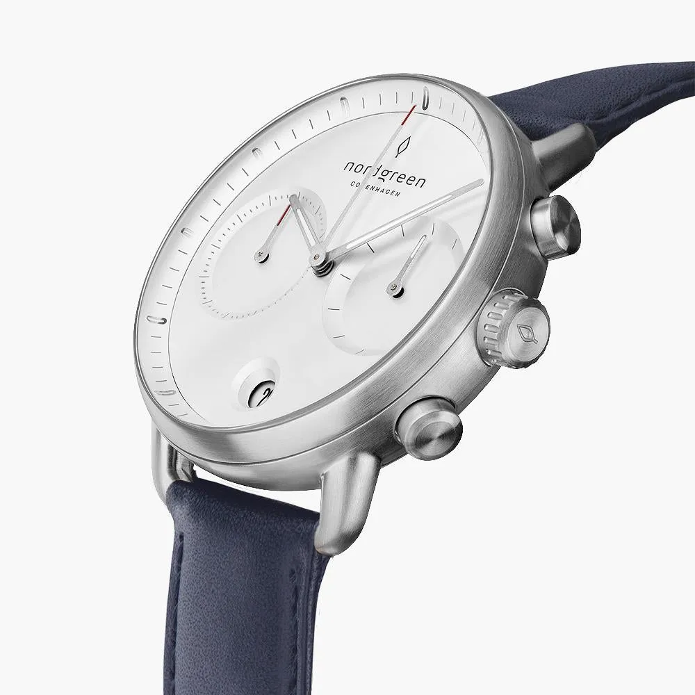 Pioneer | White Dial - Navy Vegan Leather