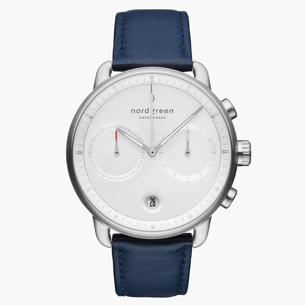 Pioneer | White Dial - Navy Vegan Leather