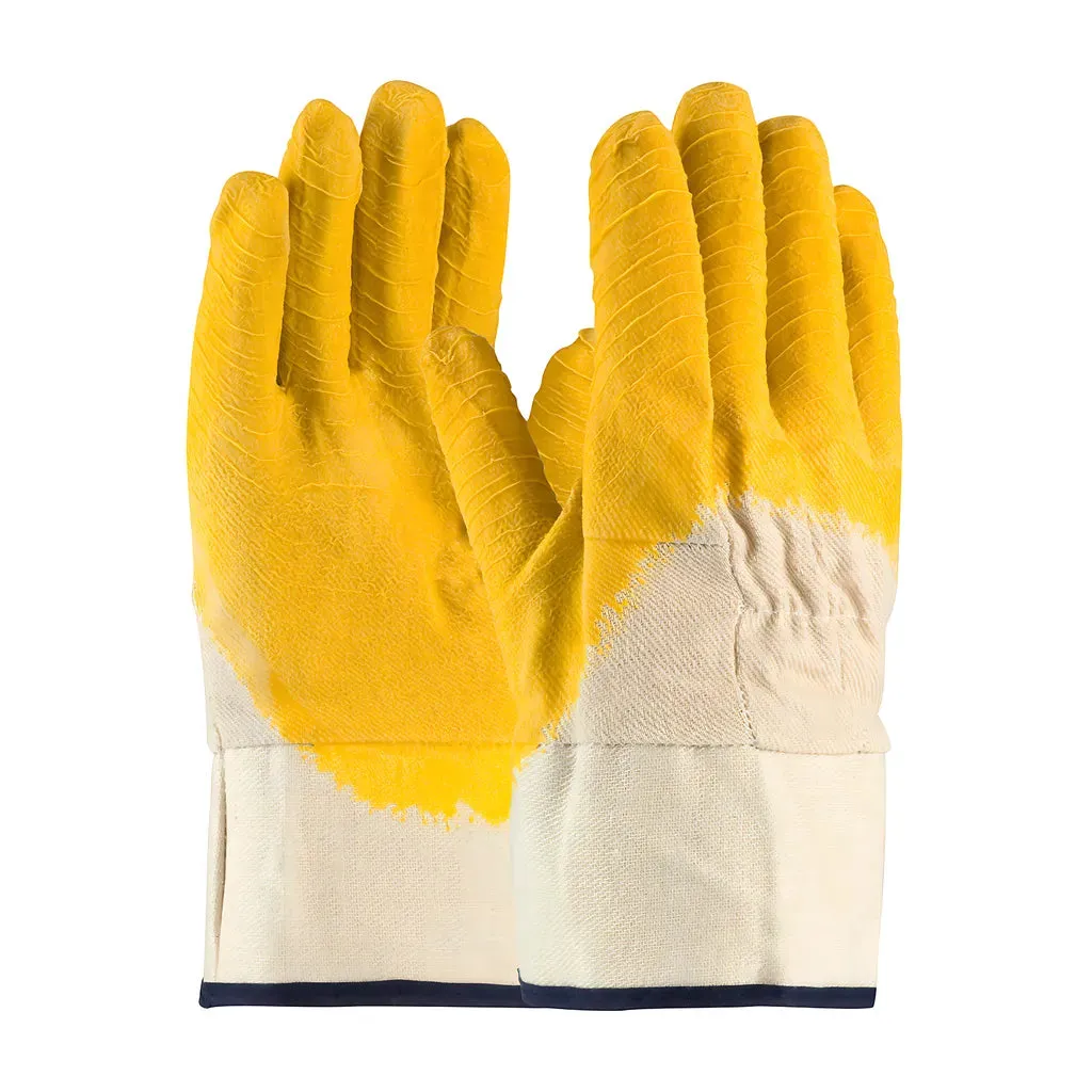 PIP 55-3243 Latex Coated Glove with Canvas Liner and Crinkle Finish on Palm, Fingers & Knuckles - Rubberized Safety Cuff