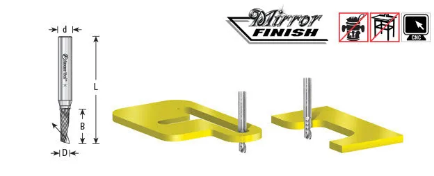 Plastic Cutting Spiral 'O' Flute Long Up-Cut Router Bit | 6 Dia x 30 x 6 Shank x 75mm | 51497 | 738685514979