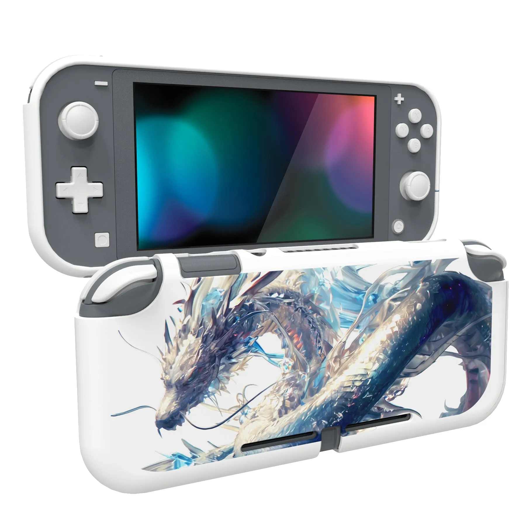 PlayVital Crystal Dragon Custom Protective Case for NS Switch Lite, Soft TPU Slim Case Cover for NS Switch Lite - LTU6036