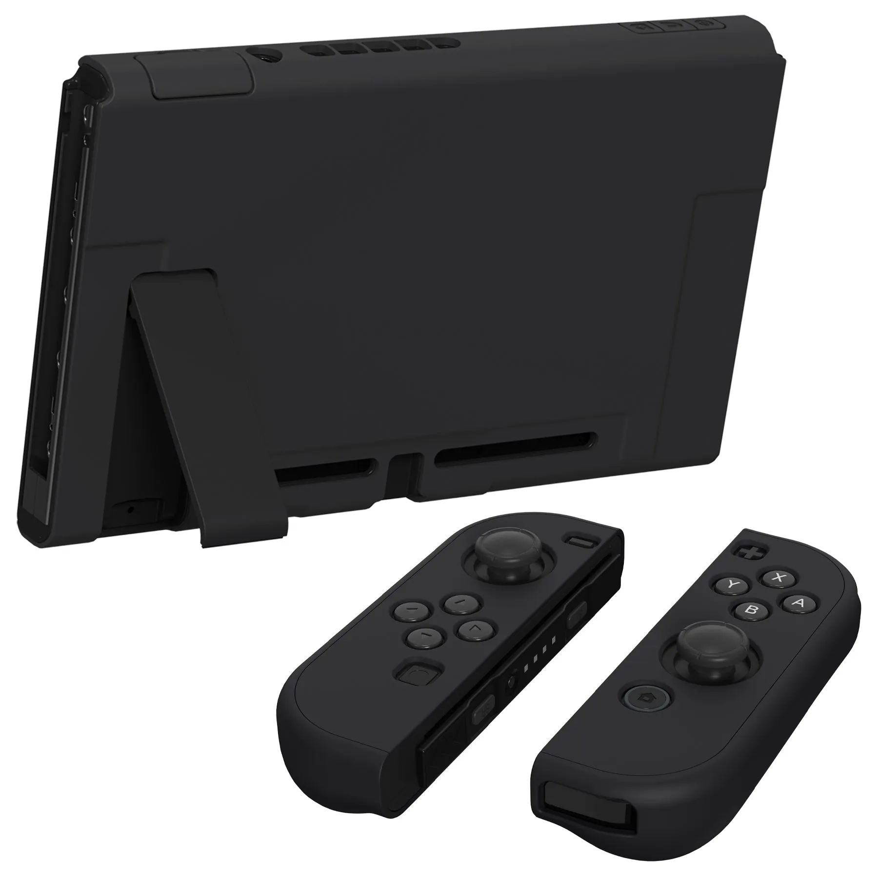 PlayVital UPGRADED Dockable Case Grip Cover for NS Switch, Ergonomic Protective Case for NS Switch, Separable Protector Hard Shell for Joycon - Black - ANSP3006