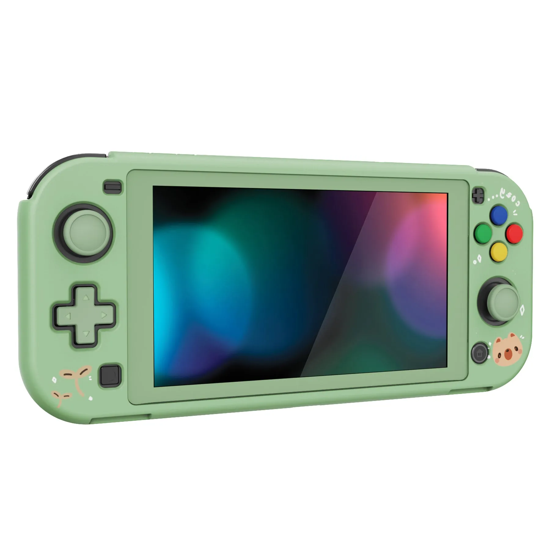 PlayVital ZealProtect Protective Case for Nintendo Switch Lite, Hard Shell Ergonomic Grip Cover for Switch Lite w/Screen Protector & Thumb Grip Caps & Button Caps - Cozy Gamer Bear - PSLYR016