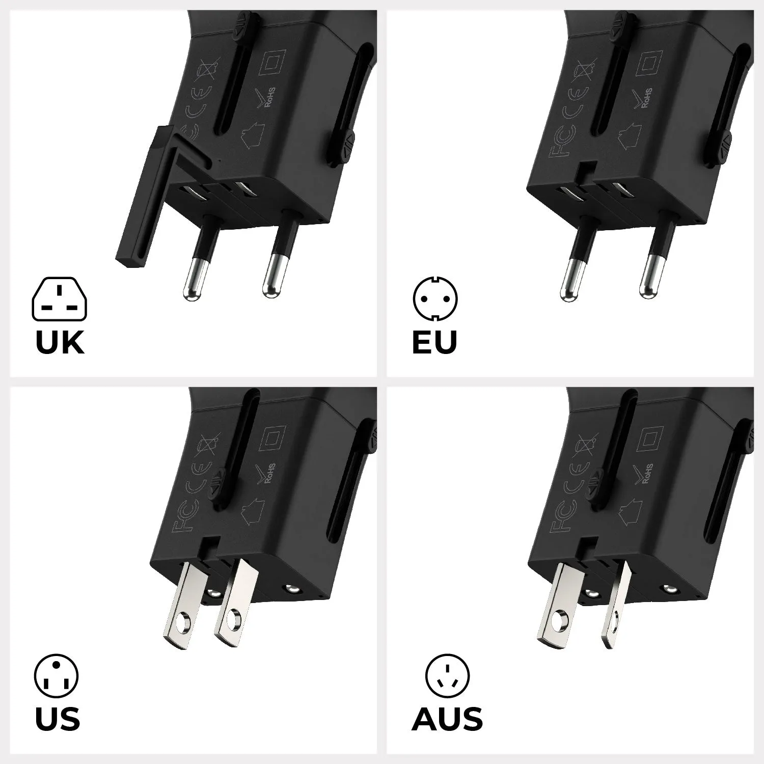 Pocket Travel Charger - US/EU/UK/AU plugs