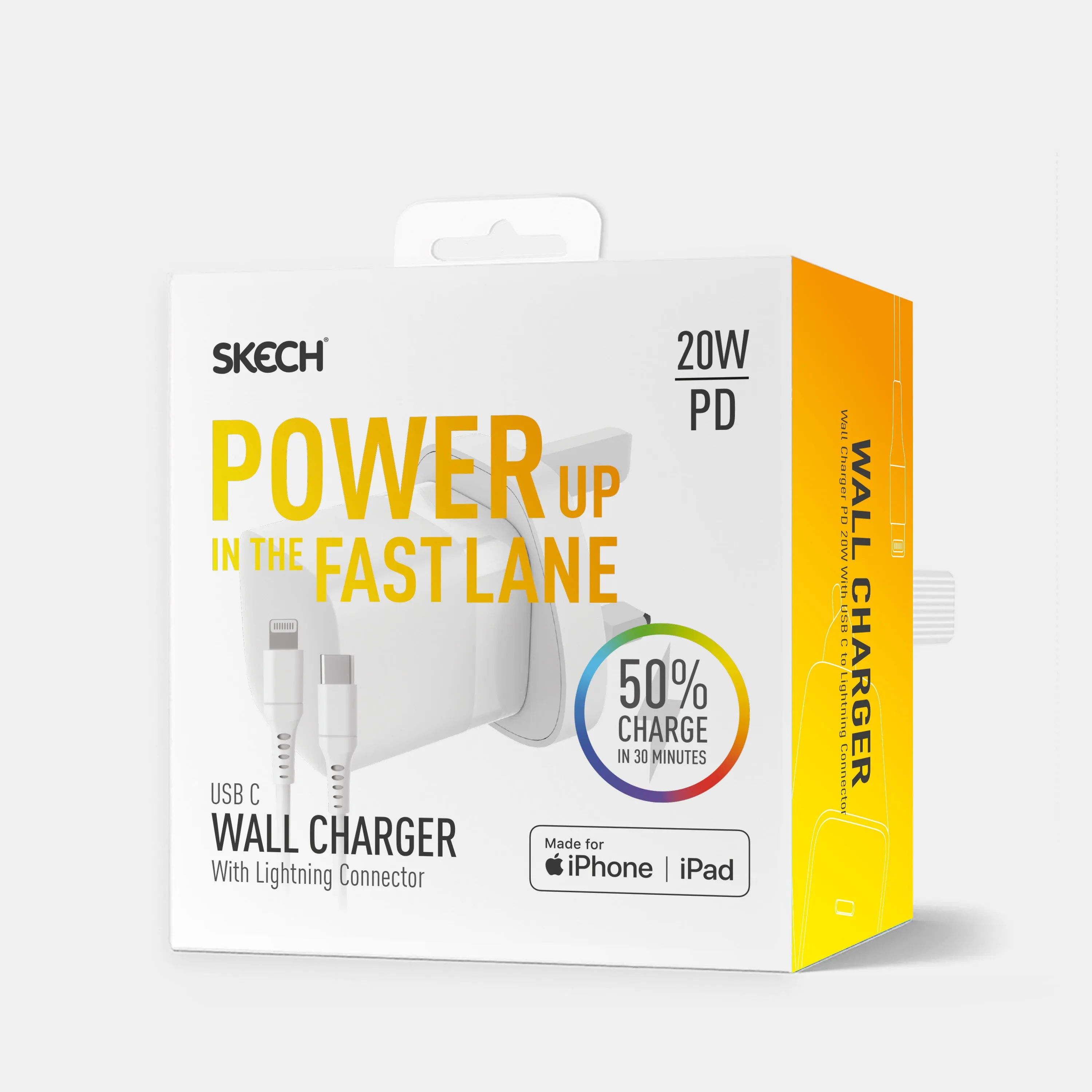 Power Delivery 20W travel charger with Lightning Cable