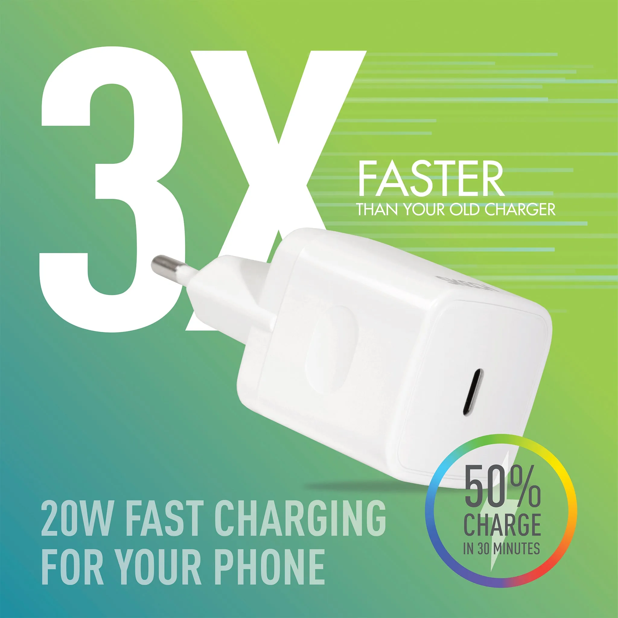 Power Delivery 20W travel charger with Lightning Cable