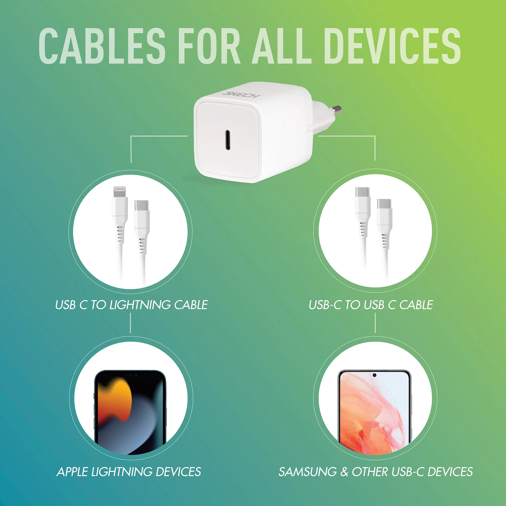 Power Delivery 20W travel charger with Lightning Cable