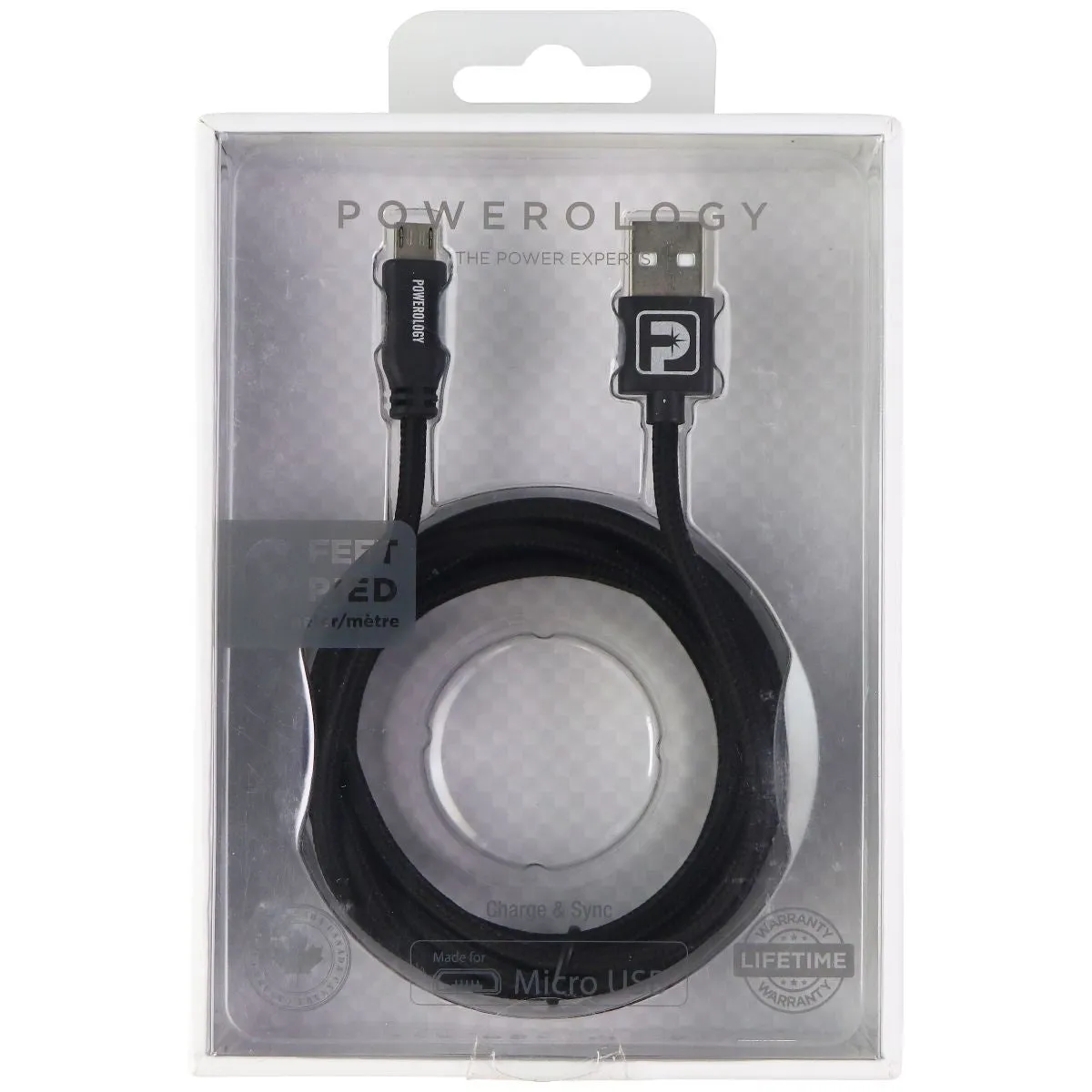 Powerology (6-Foot)  USB to Micro-USB Charge/Sync Braided Cable - Black