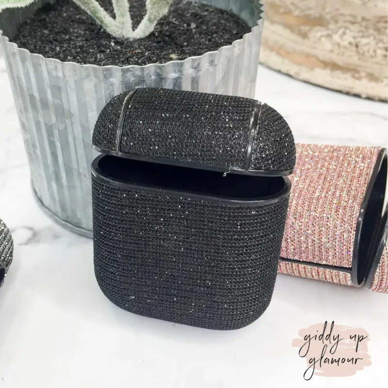 Protective AirPods Case in Black Glitter