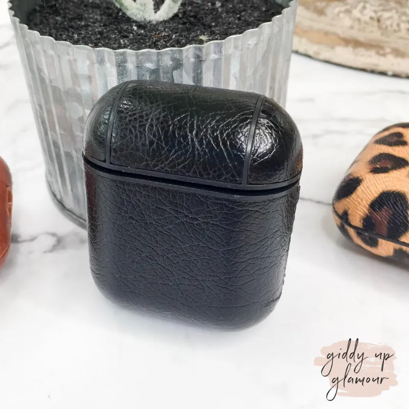 Protective AirPods Case in Black Leather