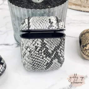 Protective AirPods Case in Black Snakeskin Print