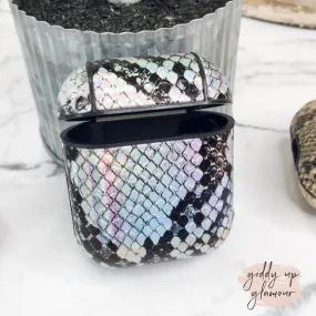 Protective AirPods Case in Metallic Snakeskin Print