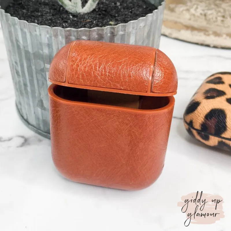 Protective AirPods Case in Tan Leather