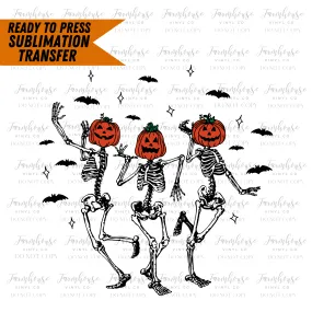 Pumpkin Head Skeletons Ready to Press Sublimation Transfer