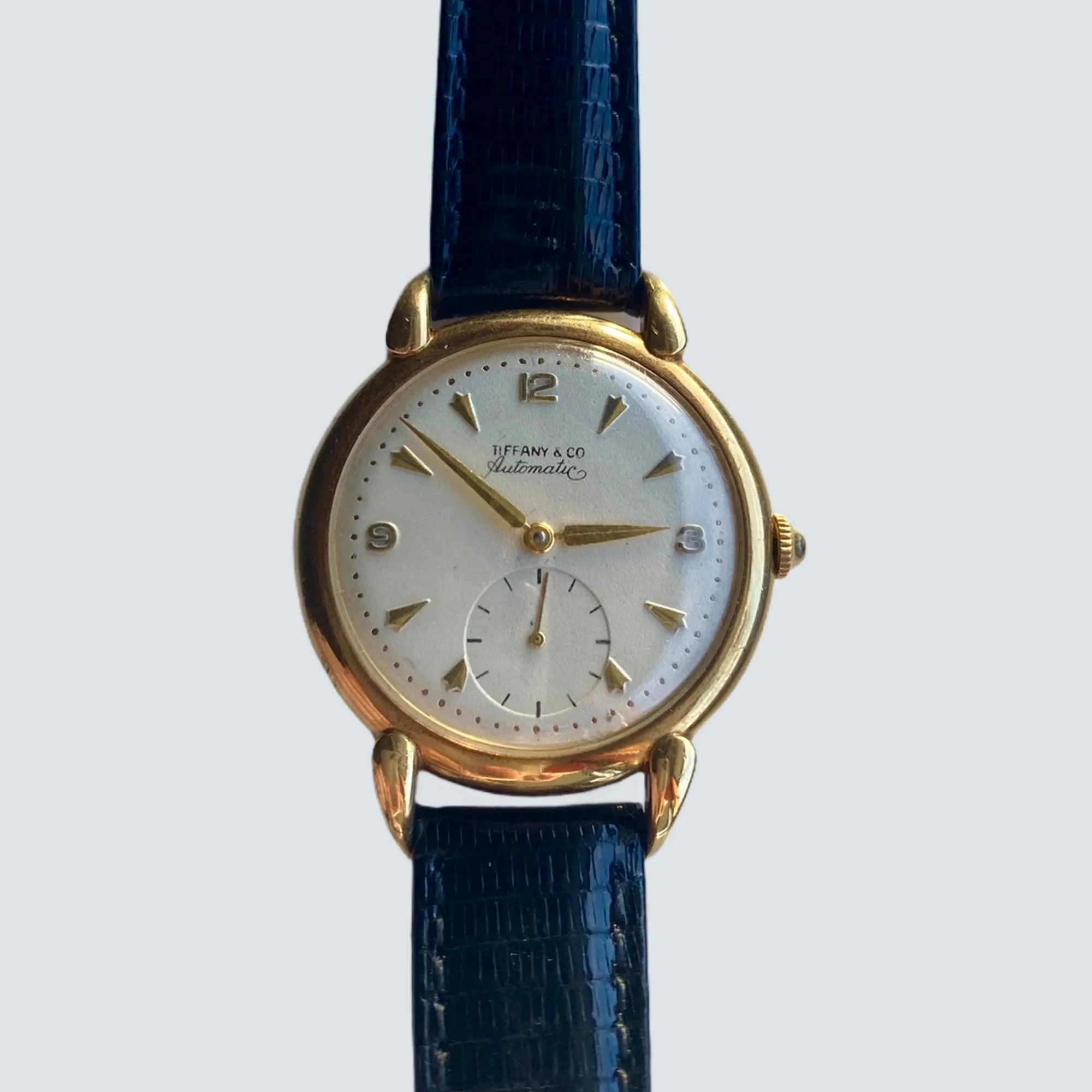 Rare 14k Gold Tiffany & Co Bumper Automatic Vintage 1950s Mens Watch