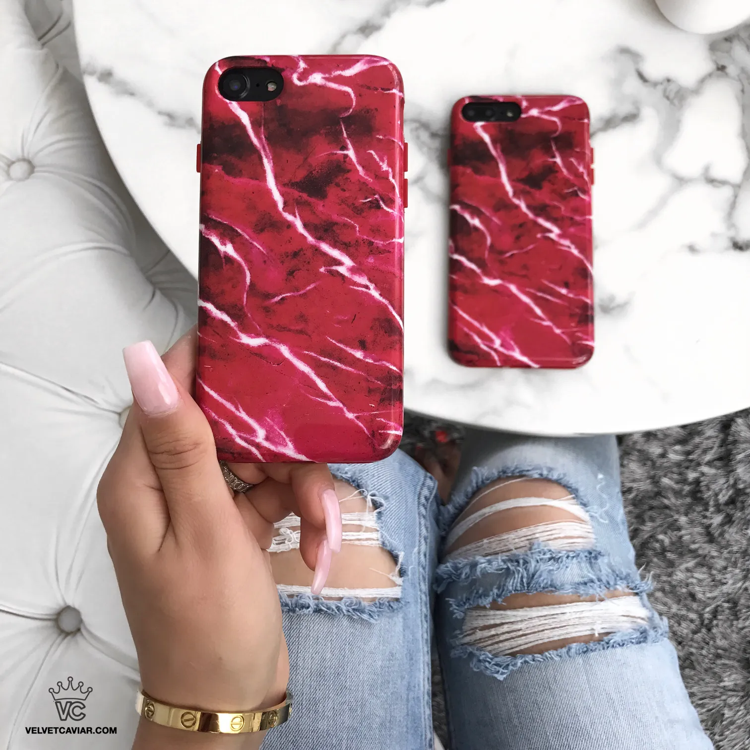 Red Velvet Marble iPhone Case