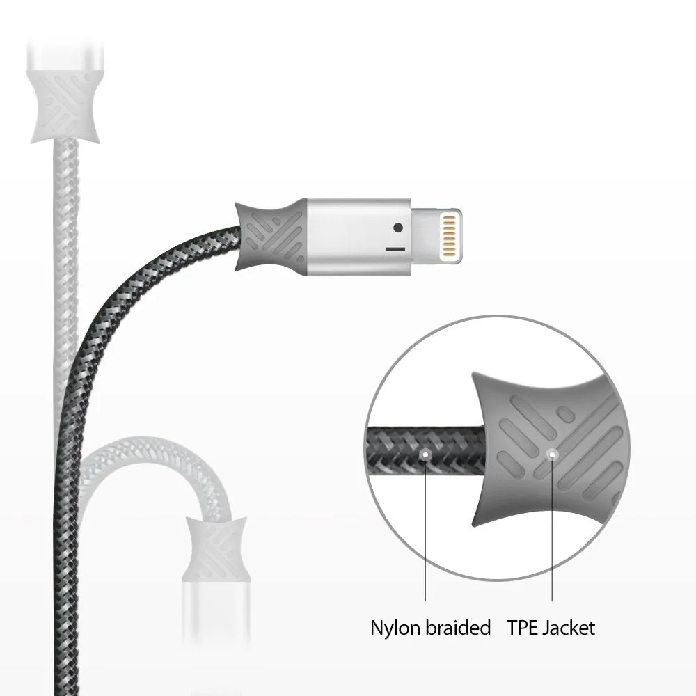 Ringke Lightning Braided Nylon Cable  [4 ft]   [0.6 feet] Lightning to USB A Port