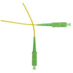 SC/APC Simplex Fiber Optic Patch Cable, OS2 9/125 Singlemode, Yellow Jacket, Green Connector, 3 meter (10 foot)