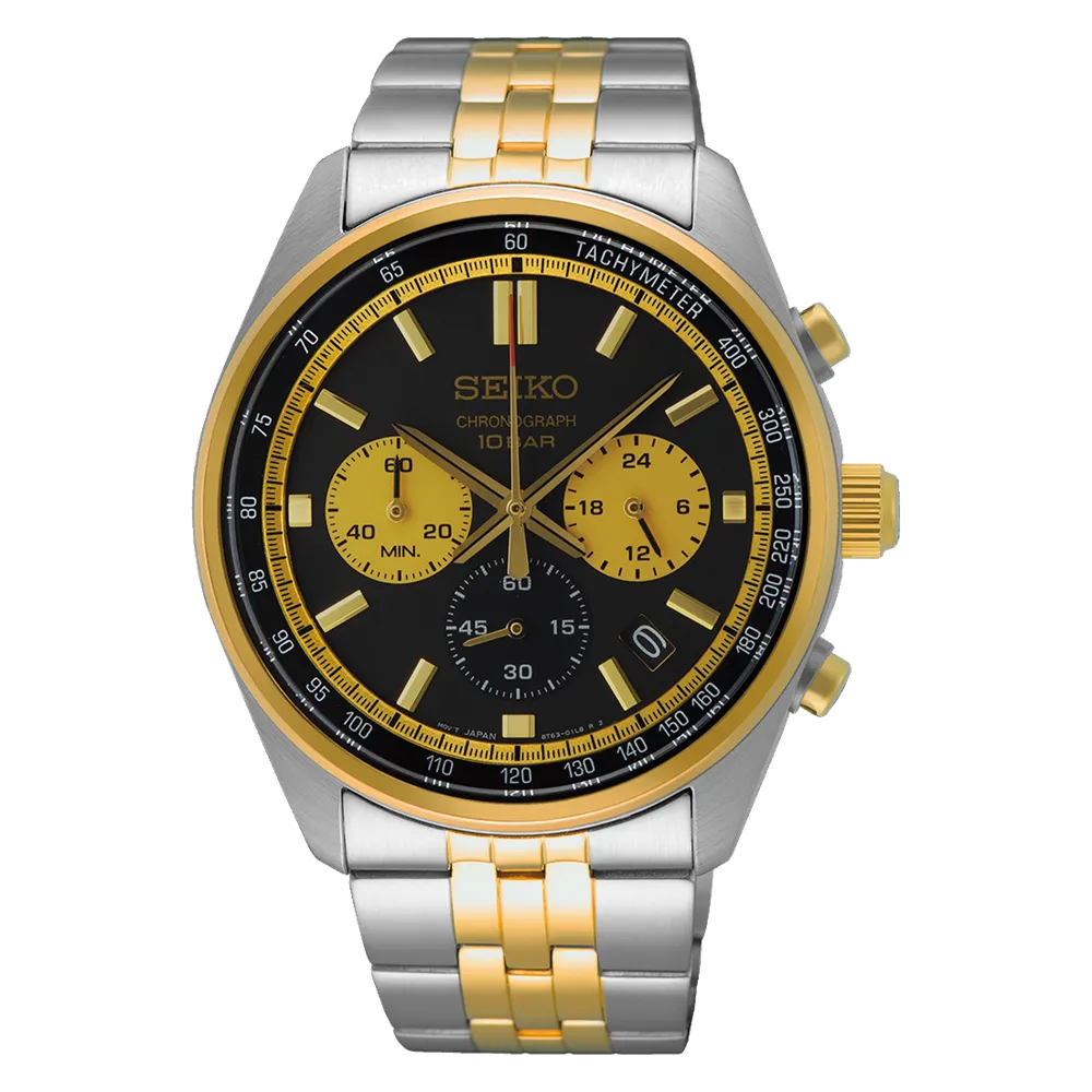 Seiko Essentials SSB430 Black Dial with Gold Accents 10 ATM Water Resistant 41.5mm Men's Watch