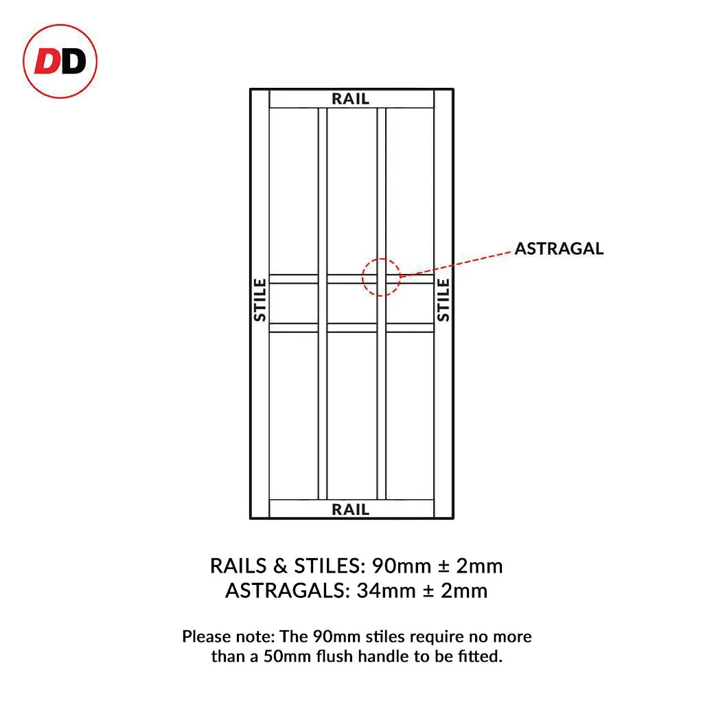 Single Sliding Door & Premium Wall Track - Eco-Urban® Tromso 9 Panel Door DD6402 - 6 Colour Options