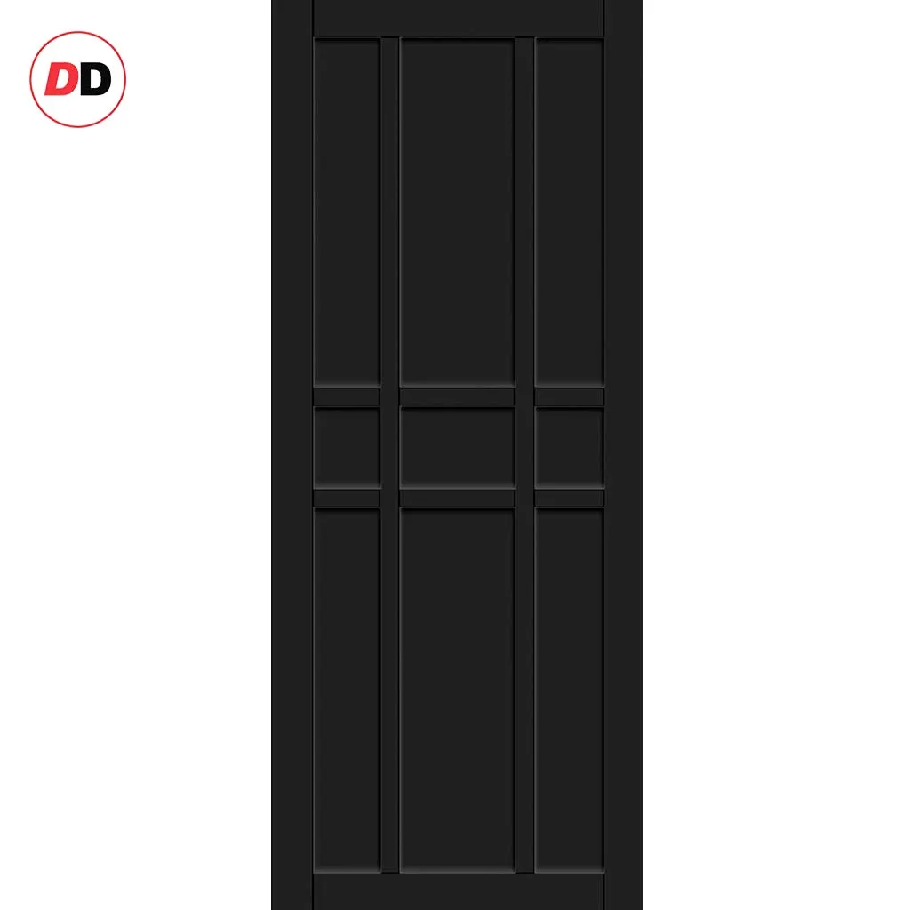 Single Sliding Door & Premium Wall Track - Eco-Urban® Tromso 9 Panel Door DD6402 - 6 Colour Options