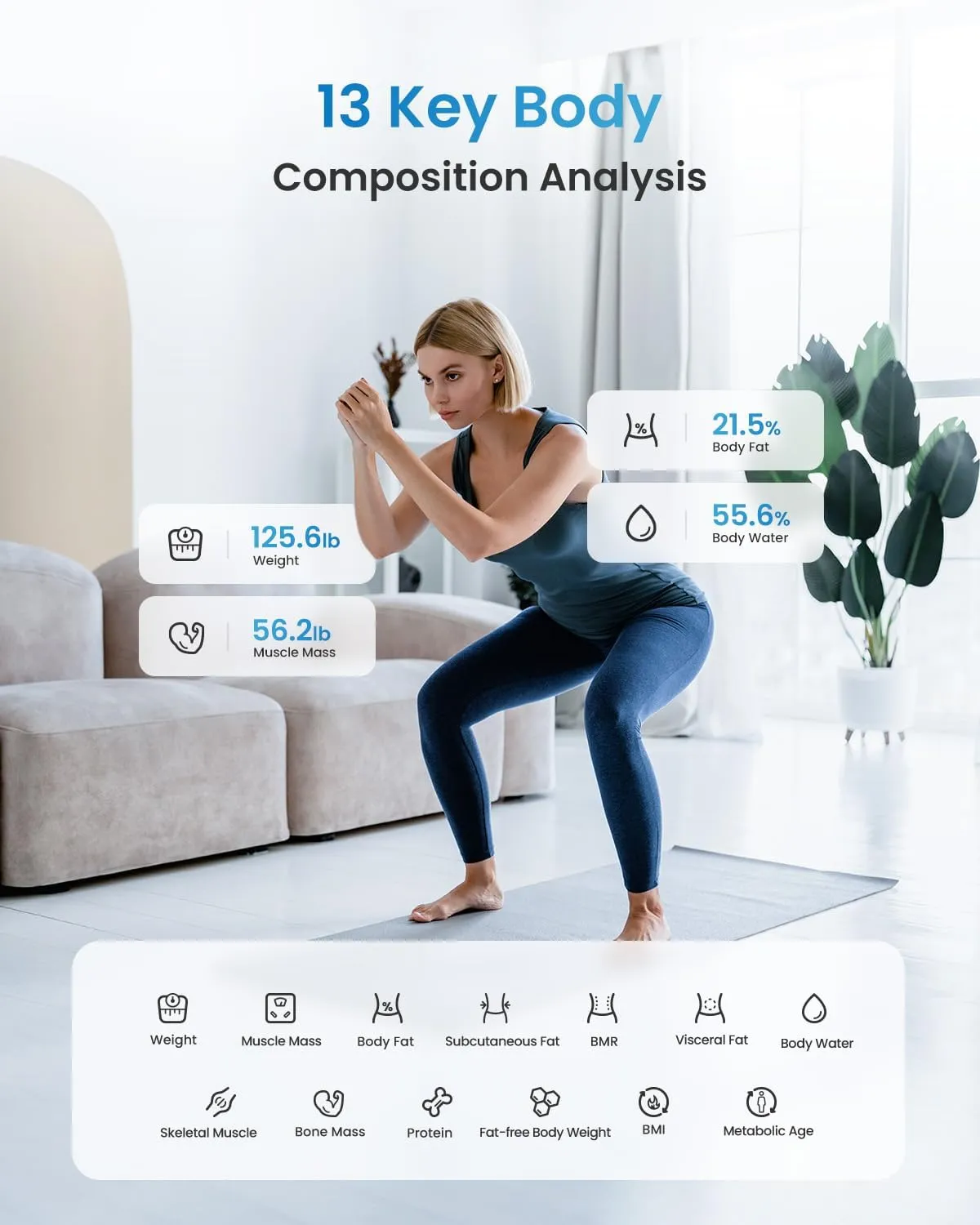 Smart Bluetooth Body Weight Scale with BMI & Body Fat Monitor, 400 lbs Capacity