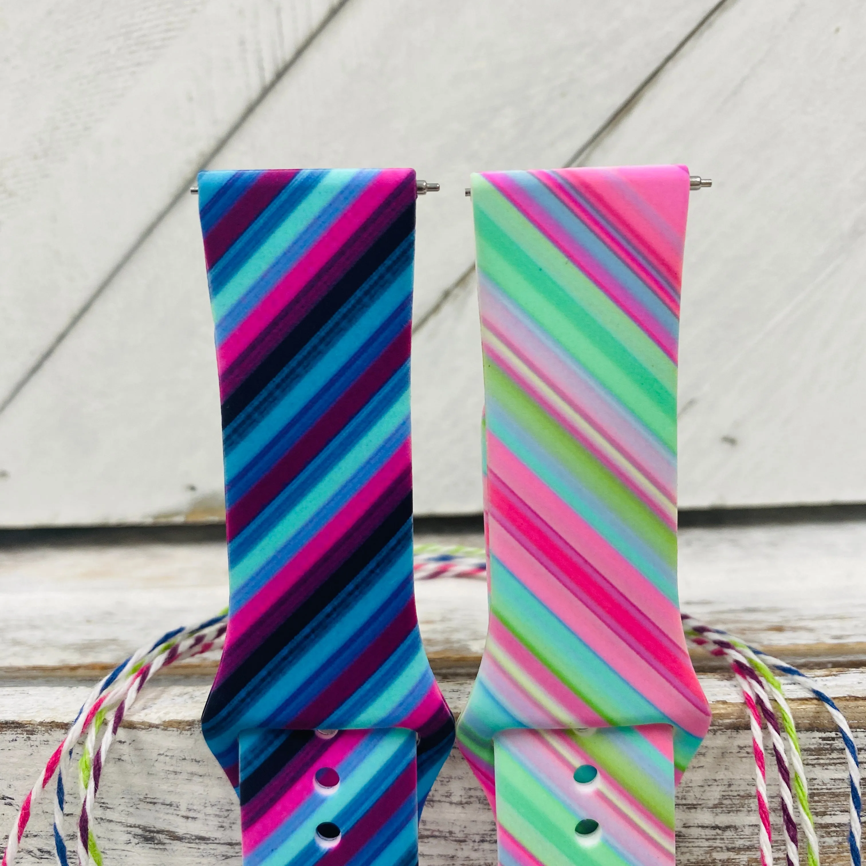 So Cute Stripes Print Silicone Band For Fitbit Versa 1/2 Multiple Colors Available