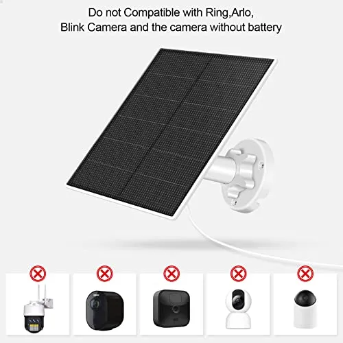 Solar Panel for Security Camera,5W USB Solar Panel with Micro USB & USB-C Port,IP65 Waterproof Camera Solar Panel with 360°Adjustable Mounting,9.8 Ft Charging Cable