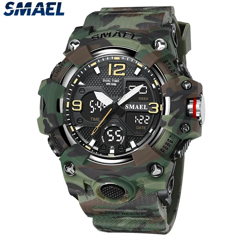 Sport Watch Military Watch For Men Alarm Clock Stopwatch LED Digital Back Light Dual Time Display 8008 Men's Watches Waterproof