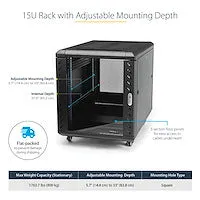 Startech.Com 15U 19" Server Rack Cabinet, 4 Post Adjustable Depth (6-32") Locking Knock Down Network/Computer Equipment