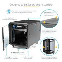 Startech.Com 15U 19" Server Rack Cabinet, 4 Post Adjustable Depth (6-32") Locking Knock Down Network/Computer Equipment