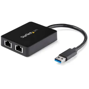 Startech.Com Usb 3.0 To Dual Port Gigabit Ethernet Adapter W/ Usb Port - 10/100/100 - Usb Gigabit Lan Network Nic Adapte