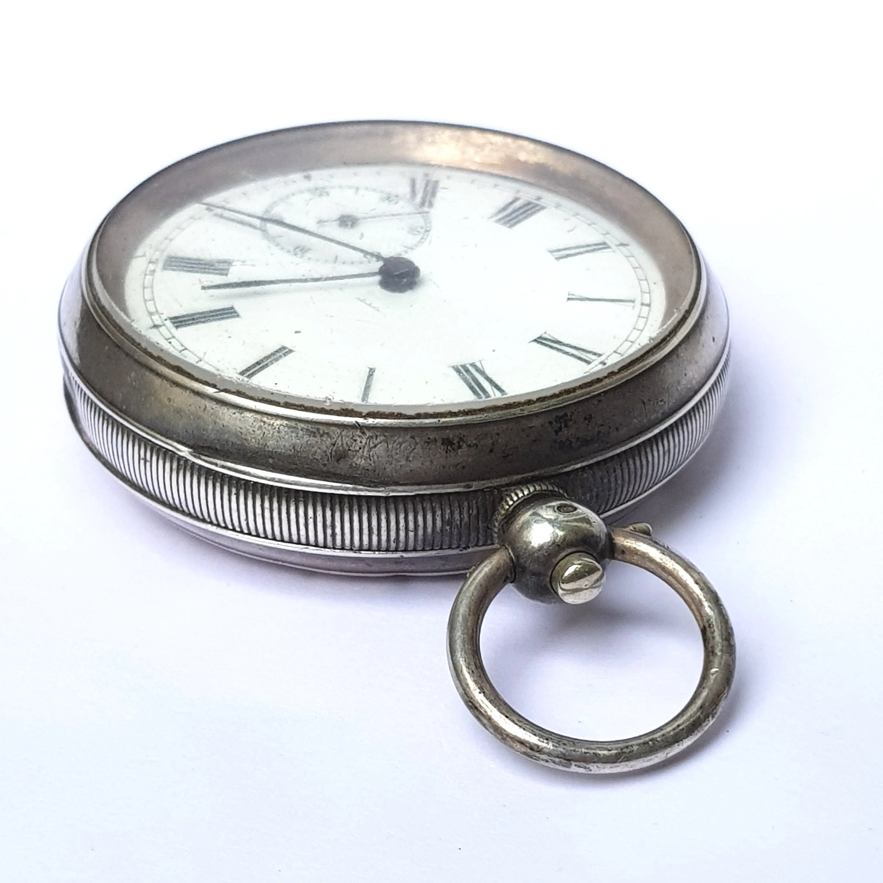 Sterling Silver Cased Key Winding Swiss Made Pocket Watch Antique Titanic Era London Import Circa 1912