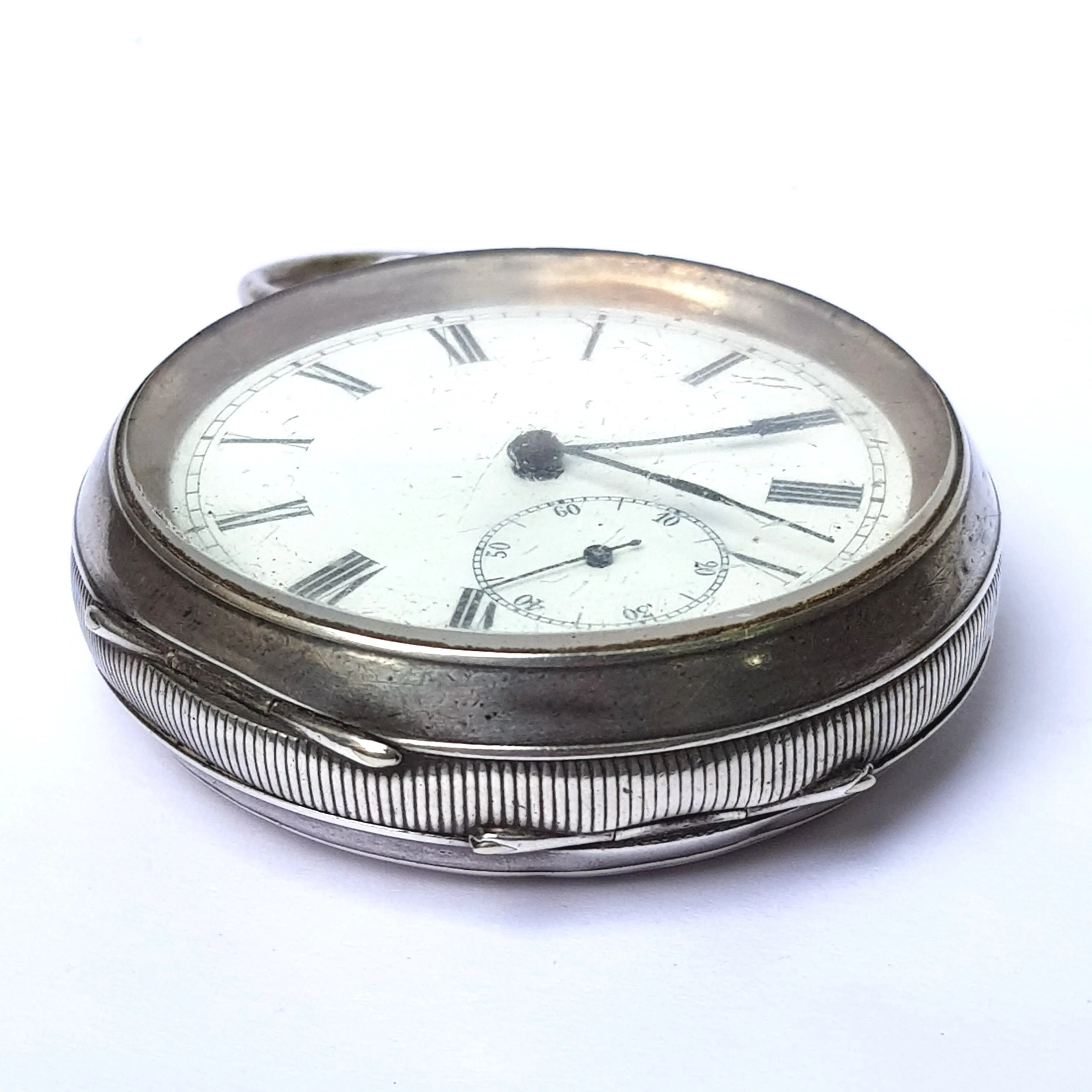 Sterling Silver Cased Key Winding Swiss Made Pocket Watch Antique Titanic Era London Import Circa 1912